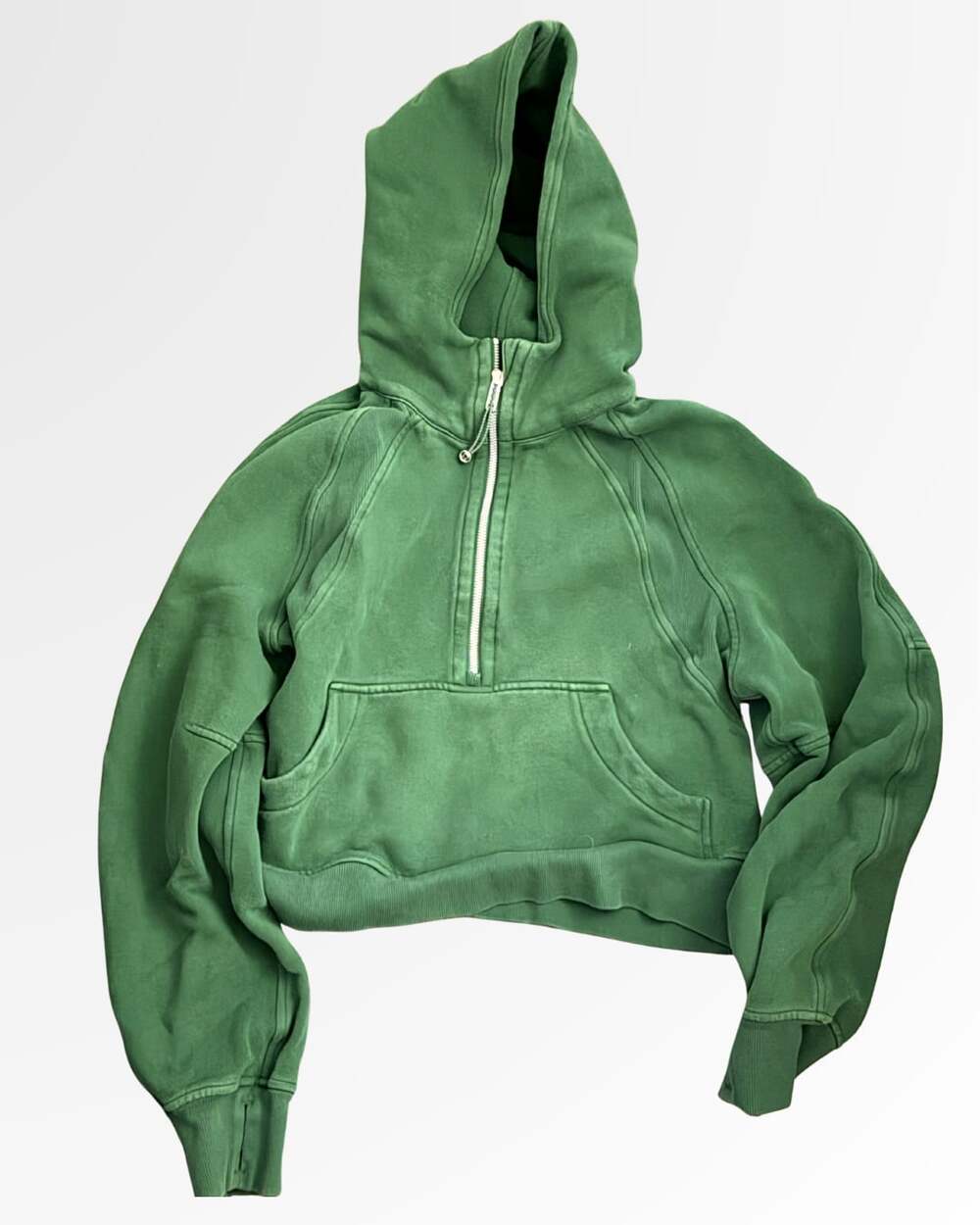 Lululemon Scuba Oversized Half-Zip Cropped Hoodie in Everglade Green